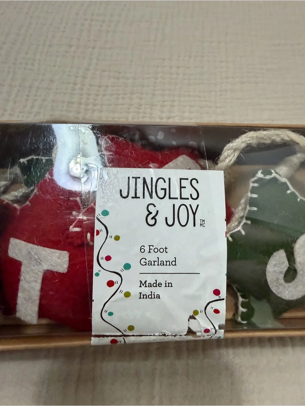 Festive Red & Green 'Merry Christmas' Felt Holiday Garland
